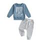 Toddler Boy Clothes Pretty Fly for A Little Guy Outfit Long Sleeve Sweatshirt Top Jogger Pants Cute 2Pcs Set 0-3T