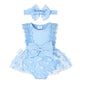 Baby Girl Summer Clothes Cute Newborn Girl Outfits Sleeveless Lace One Piece Romper + Headband 2pcs set 0-12 Months