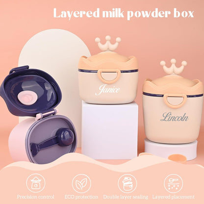 Personalized Formula Container, Portable Formula Dispenser for Baby with Carry Handle and Scoop for Travel Outdoor, Milk Powder Dispenser on the Go, Protein Powder Travel Container