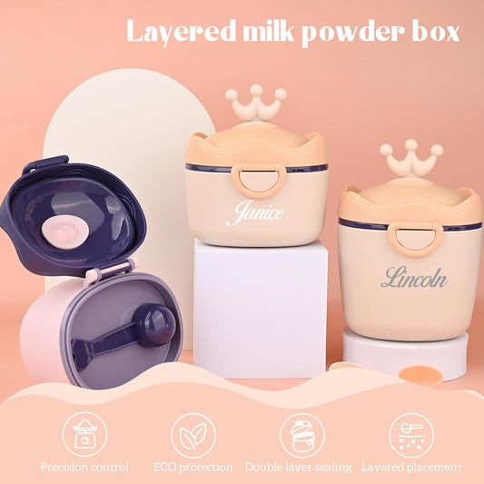 Personalized Formula Container, Portable Formula Dispenser for Baby with Carry Handle and Scoop for Travel Outdoor, Milk Powder Dispenser on the Go, Protein Powder Travel Container