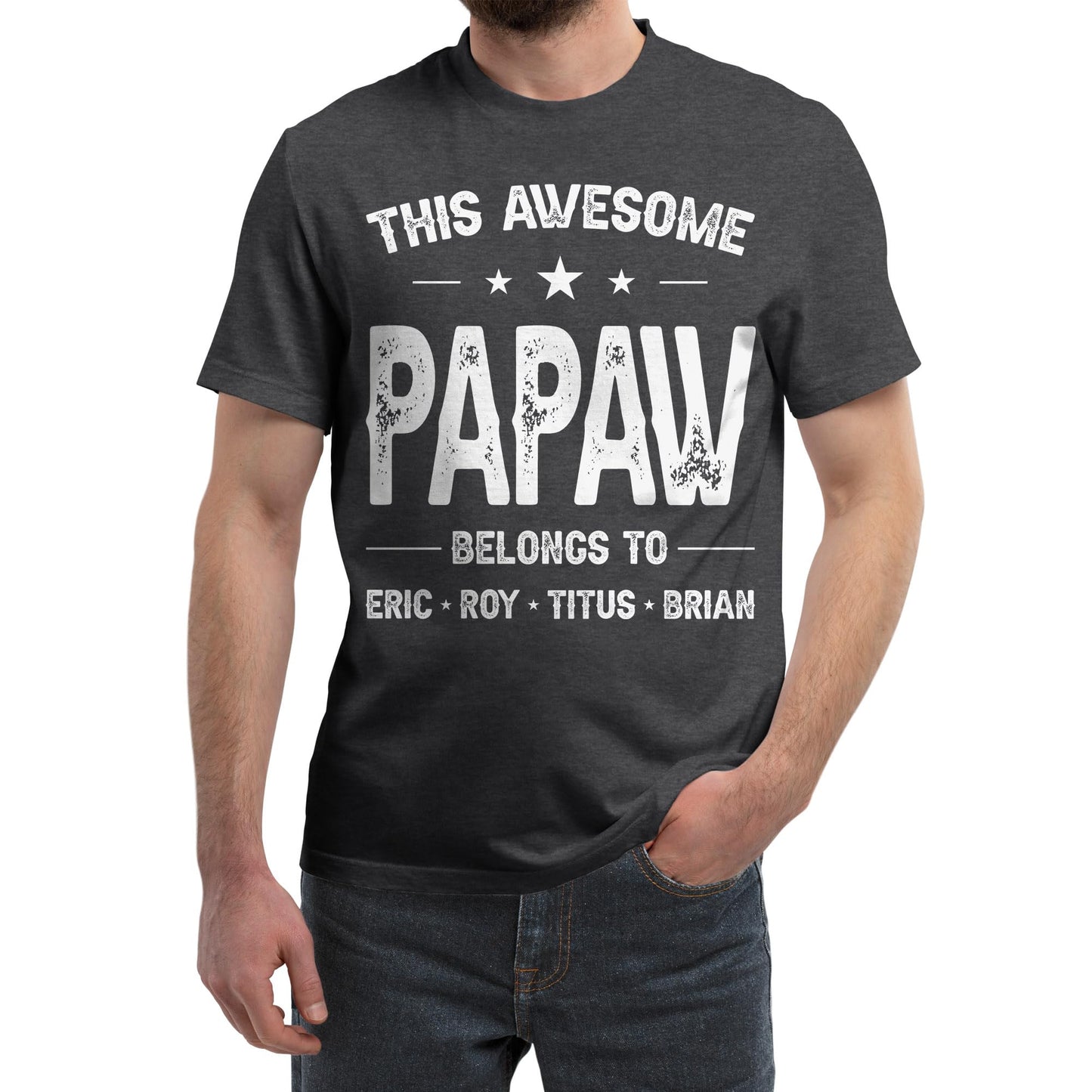 FLOCHIL Personalized Dad Shirt for Men, Custom Dad Shirt with Kids Names, Customized Fathers Day T Shirt, Gifts for Dad