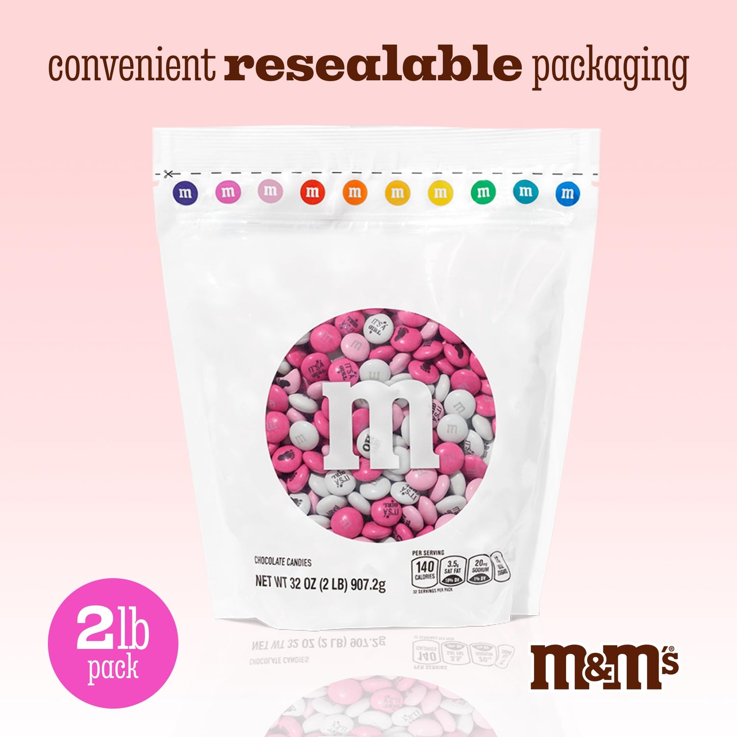 M&M'S World It's A Boy Milk Chocolate Candy 2lb Bag with White and Blue M&M'S for Baby Boy Showers Gender Reveal Parties and Baby Celebration Favors