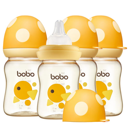 YOHKOH PPSU Baby Bottle Wide Neck, Newborn Anti-Colic Baby Bottle with Natural Response Nipple, Streamlined Body, Easy to Clean (8.8oz (Pack of 2), Yellow)