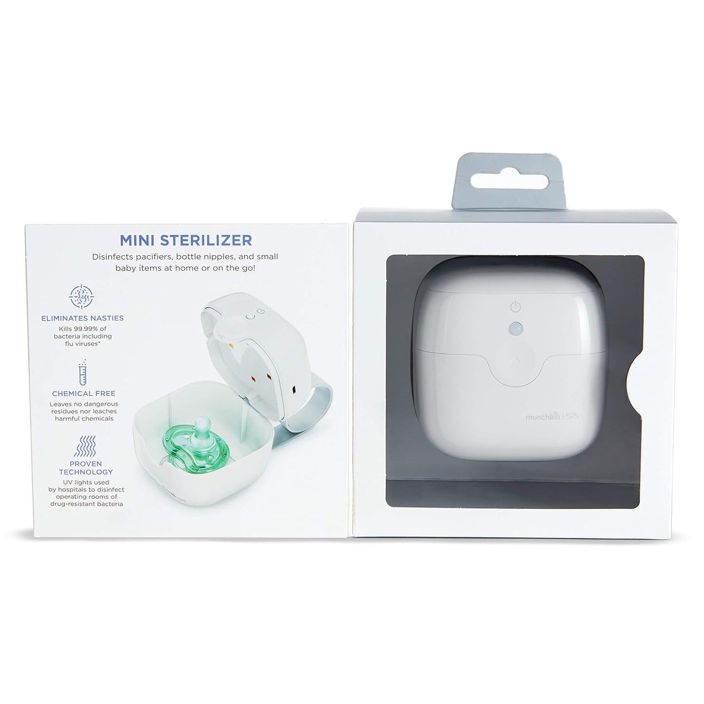 Munchkin Portable UV-C Cleaner for Pacifiers, Teethers and More, White