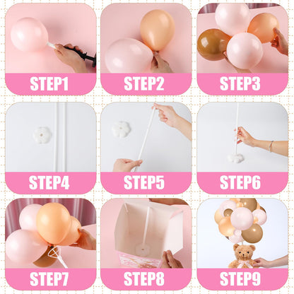 Lenwen 6 Sets Pink Bear Decorations for Baby Shower, Baby Letter Boxes Baby Shower Table Centerpieces Bear Stuffed Animals Balloon with Stand Bear Plush Toy Baby Boxes for Birthday Party Wedding