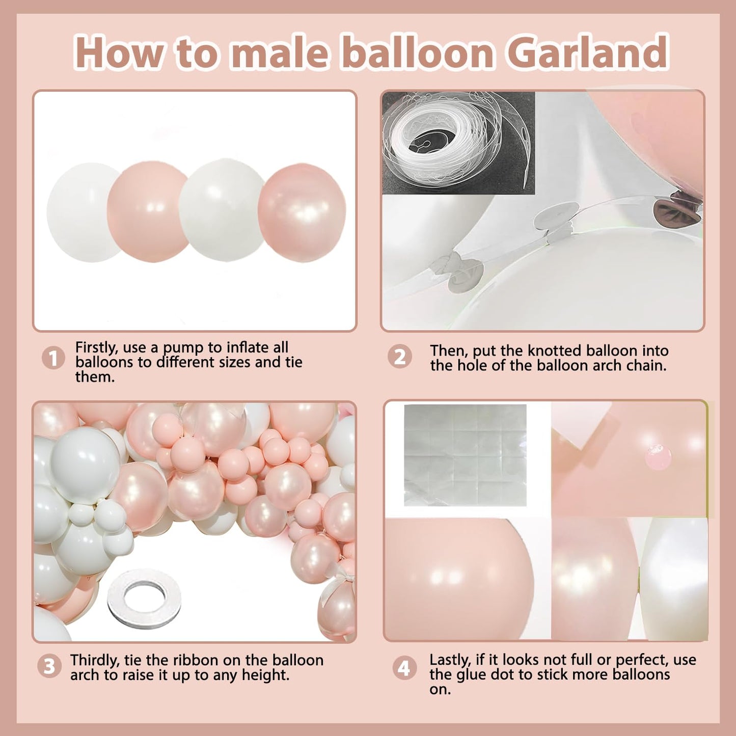 Black And White Balloon Arch Kit, Double Stuffed White And Black Balloons Garland Pearl White Sand Black Latex Balloons Different Size for Wedding Coquette Birthday Party Decorations