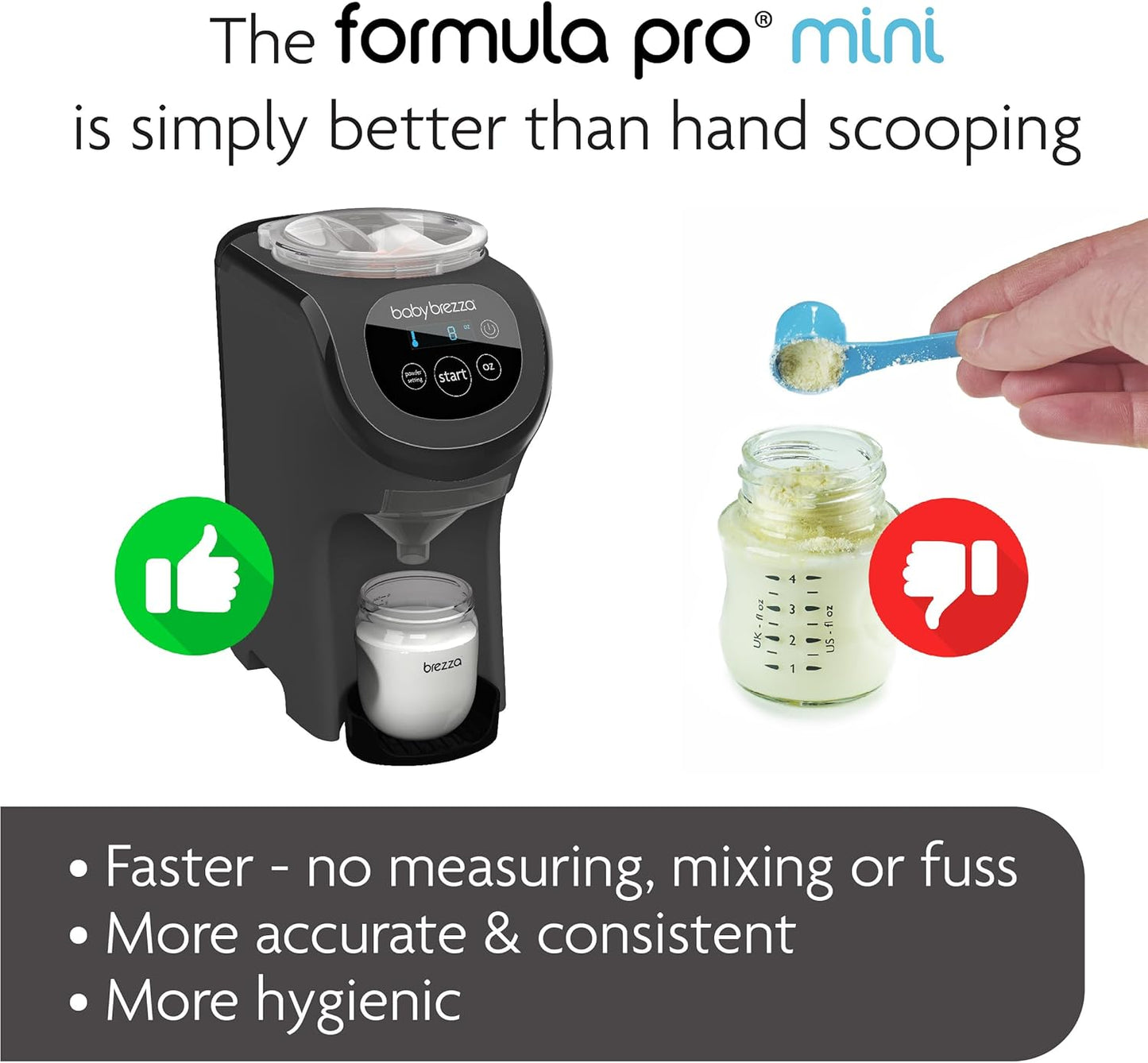 Baby Brezza Formula Pro Mini Baby Formula Mixer Machine Fits Small Spaces and is Portable for Travel– Bottle Makers Makes The Perfect Bottle for Your Infant On The Go, Charcoal