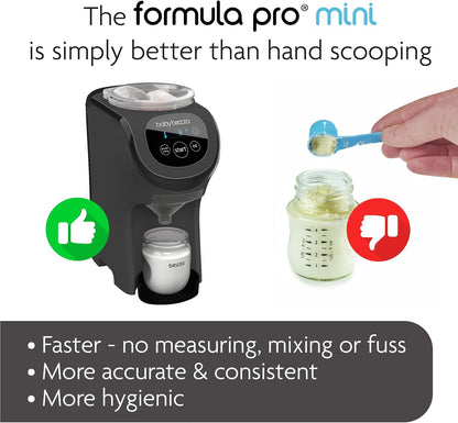 Baby Brezza Formula Pro Mini Baby Formula Mixer Machine Fits Small Spaces and is Portable for Travel– Bottle Makers Makes The Perfect Bottle for Your Infant On The Go, Charcoal