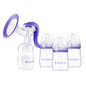 Lansinoh Manual Breast Pump, Hand Pump for Breastfeeding, Includes 5oz Baby Bottle + Baby Bottles for Breastfeeding Babies, Newborn Essentials, 5oz, 3 Ct, Includes 3 Slow Flow Nipples (Size 2S)