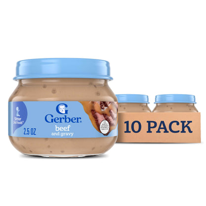 Gerber Stage 2 Baby Food, Chicken & Turkey Variety Pack Jars, Mealtime Poultry Puree, Baby Food Puree,12-Pack