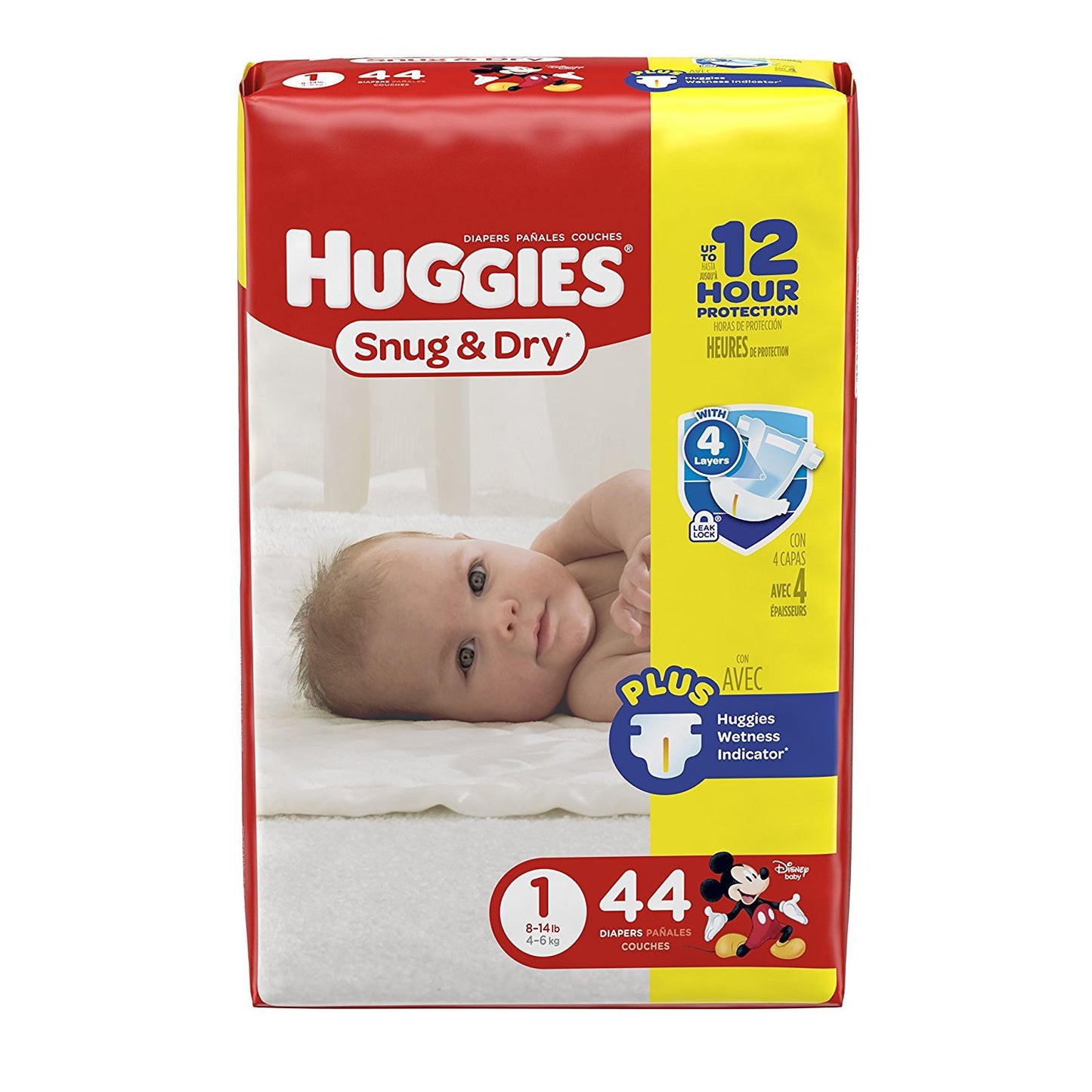Huggies Size 1 Diapers, Snug & Dry Newborn Diapers, Size 1 (8-14 lbs), 38 Count, Packaging May Vary