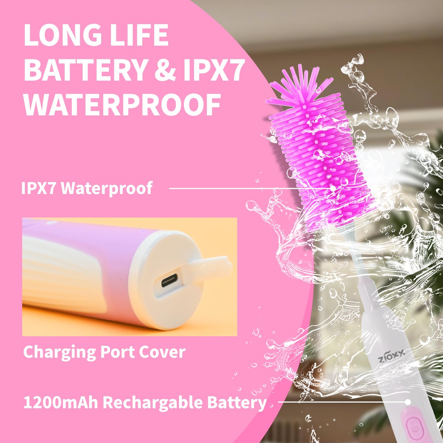 Electric Bottle Brush Cleaner New Upgrade, Portable Electric Baby Bottle Brush Cleaner for Travel, Travel Bottle Cleaner Kit with Nipple & Straw Brush, Perfect Mom Essentials After Birth Gift, Green