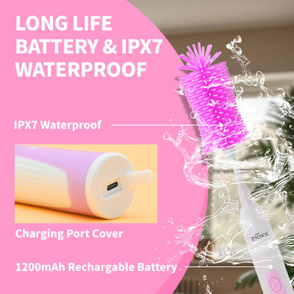 Electric Bottle Brush Cleaner New Upgrade, Portable Electric Baby Bottle Brush Cleaner for Travel, Travel Bottle Cleaner Kit with Nipple & Straw Brush, Perfect Mom Essentials After Birth Gift, Green