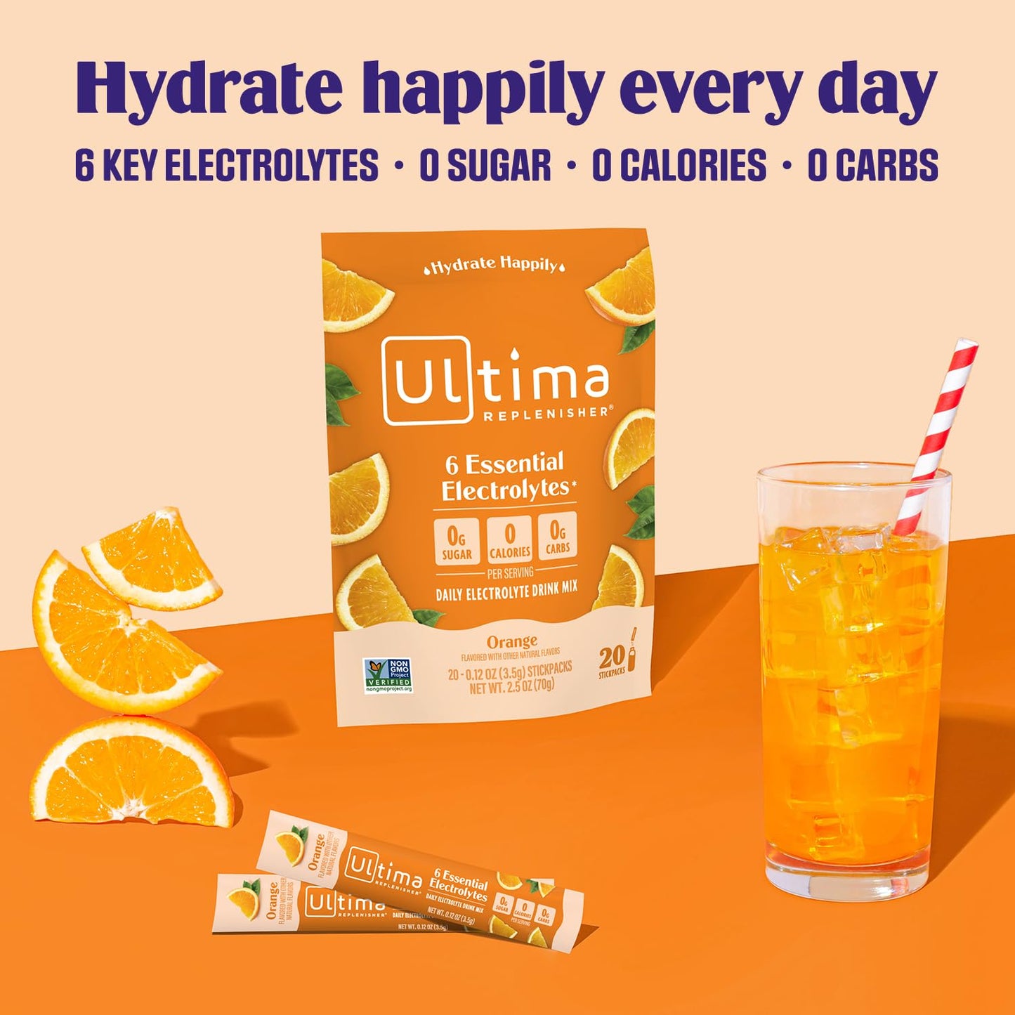 Ultima Replenisher Daily Electrolyte Powder Drink Mix – Tropical Variety, 20 Stickpacks – Hydration Packets with 6 Electrolytes and Minerals – Keto Friendly, Non-GMO and Sugar-Free