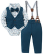 YUEMION Baby Boy Clothes Wedding Outfit Suits, 0-18 Months Infant Boy Gentleman Set, Dress Shirt+Vest+Suspender Pants+Bowtie