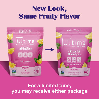 Ultima Replenisher Daily Electrolyte Powder Drink Mix – Tropical Variety, 20 Stickpacks – Hydration Packets with 6 Electrolytes and Minerals – Keto Friendly, Non-GMO and Sugar-Free