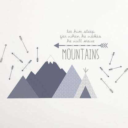 Levtex Baby - Trail Mix Crib Bed Set - Baby Nursery Set - Grey, Navy, White and Blue - Bear Mountains - 4 Piece Set Includes Quilt, Fitted Sheet, Wall Decal & Skirt/Dust Ruffle