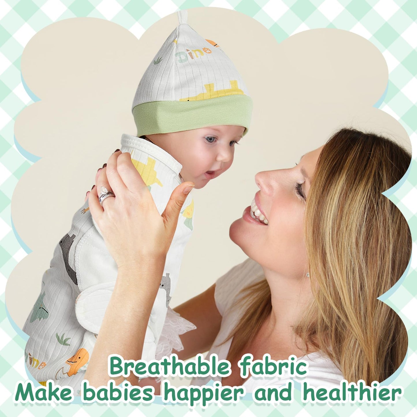 Ramede 6 Pack Baby Swaddle Blanket with Hats Sleep Swaddle for 0-3 Months Newborn Sacks Soft Cotton Wearable for Boy Girl