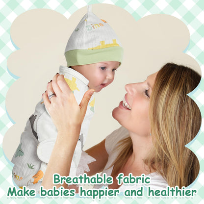 Ramede 6 Pack Baby Swaddle Blanket with Hats Sleep Swaddle for 0-3 Months Newborn Sacks Soft Cotton Wearable for Boy Girl