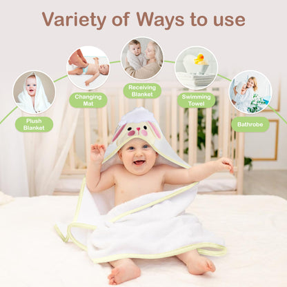 Mother's Choice Baby Hooded Towel - Large 33x33 Inch, 100% Cotton, Ultra-Soft & Absorbent Bath Towel for Newborns, Infants, Boys & Girls (Butterfly)
