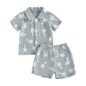 Baby Boys Clothes Set Toddler Infant Boys Button-down Shirt Tops + Cotton Gauze Shorts Summer Outfit 2PCS with Pockets