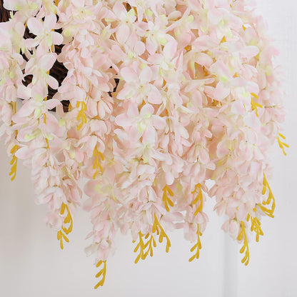 Duovlo Silk Wisteria Flower Artificial 2.13 Feet Hanging Wisteria Vine Fake Flower Bush String Home Party Wedding Decoration,Pack of 4 (Pink)