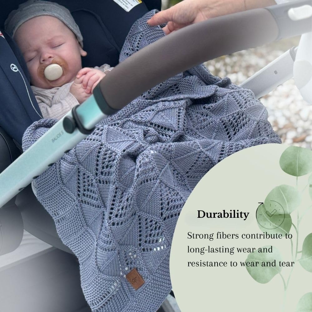 Hypoallergenic Baby Blanket - 30x40 Inches White, Oeko-TEX® Certified, Thermal-Regulating, Neutral Silky Soft Knit for Girls & Boys - Swaddle, Toddler, or Receiving Blanket