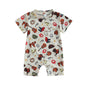 Gueuusu Country Baby Clothes Boy Girl Western Cow Print Short Sleeve Romper Bodysuit Ribbed One Piece Jumpsuit Summer Outfit