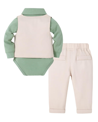 YALLET Baby Boy Clothes Suit 0-24 Months Infant Gentleman Outfits Formal Dress Shirt+Bowtie+Vest+Pants Set Baby Wedding Suits