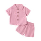 Baby Boys Clothes Set Toddler Infant Boys Button-down Shirt Tops + Cotton Gauze Shorts Summer Outfit 2PCS with Pockets