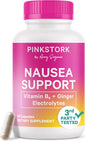 Pink Stork Vitamin B6, Ginger, Electrolyte Capsule - Natural Digestive Support with Peppermint, Potassium, Magnesium - Gentle on The Stomach - Pregnancy, + Motion Sickness Must Haves - 60ct
