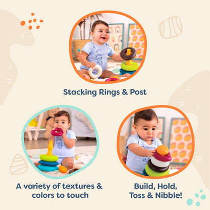 B. toys – Sensory Baby Toys – Soft Baby Blocks – Stacking Drip Cups – Numbers, Shapes & Animals – 6 Months + – Stackin' Squishies