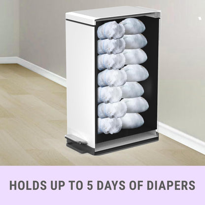 Sliq Baby Diaper Trash Can Odor Control, Small Diaper Pail, 3.2 Gal Baby Trash Can for Diapers, Disposal Bin for Nursery Garbage Pail, Anti Odor Bin with 30 Lavender Scented Refills