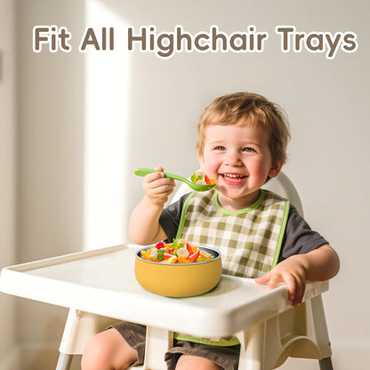 Bella's Friends Stainless Steel Baby Bowls with Silicone Sleeve 3 Pack, 4.3” for Toddlers Kids Feeding, Non-Slip, Non-Toxic, Mess-Free, Dishwasher Safe, Fit High Chair Size, Rose green Khaki