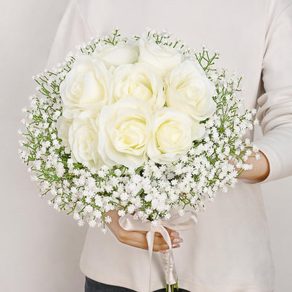 MARTINE MALL Babys Breath Artificial Flowers, 15 PCS White Baby Breath Flowers Artificial Bulk, Fake Babys Breath Gypsophila Real Touch Faux Babys Breath for Wedding Floral Arrangement Home Decor