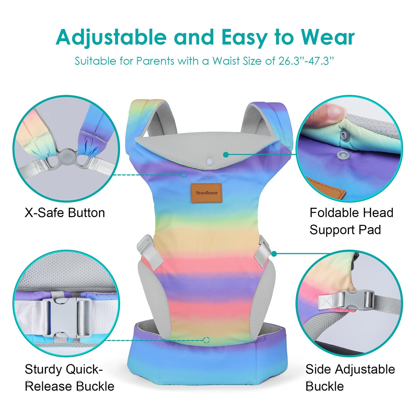 Baby Carrier Newborn to Toddler, Ergonomic Adjustable Toddler Carriers for 7-65 Lbs, Cozy Lightweight Infant Carrier with Neck Support, Baby Holder Carrier with Lumbar Support for Mom Dad