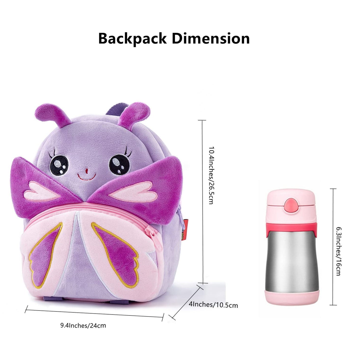 NICE CHOICE Cute Toddler Backpack Toddler Bag Plush Animal Cartoon Mini Travel Bag for Baby Girl Boy 2-6 Years(Grey Elephant)