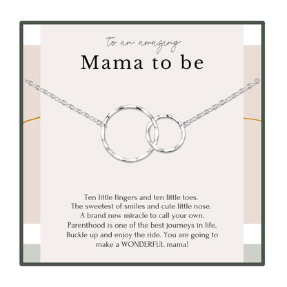 HOPE LOVE SHINE New Mom Necklace – Pregnancy Gift for Expecting Mom, First Time Mom Jewelry – Sterling Silver/Gold Double Circle Pendant with Gift Box
