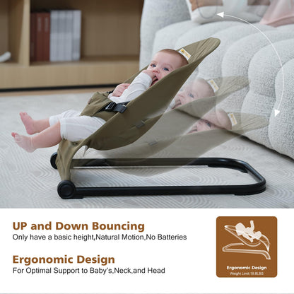 Baby Bouncer,Baby Bouncer Seat,Portable Infant Bouncer with 3-Point Safety Harness,Ergonomic Bouncy Seat, Newborns Bouncer for Babies 0-6 Months up to 20lbs,ASTM-Certified(Pink)