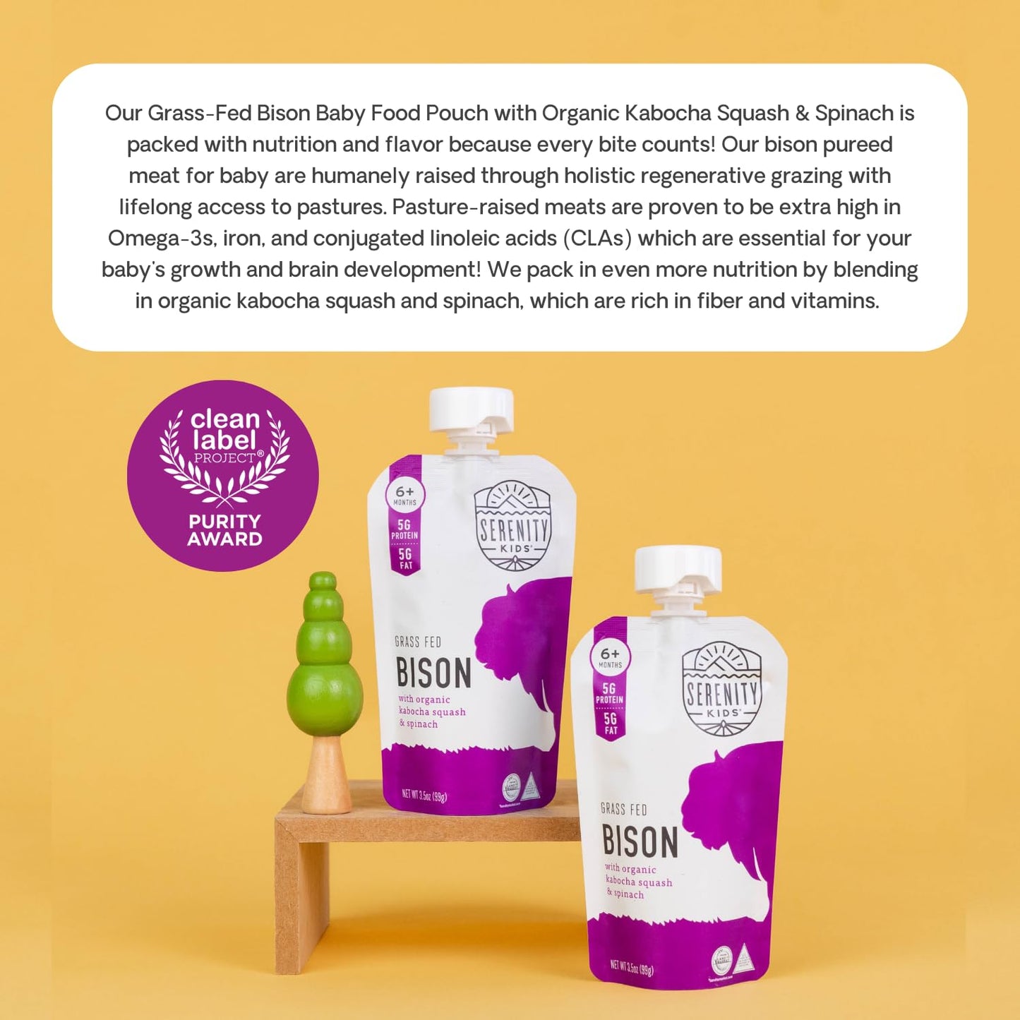 Serenity Kids 7+ Months World Explorers Baby Food Pouches Puree Made With Ethically Sourced Meats & Organic Veggies | 3.5 Ounce BPA-Free Pouch | Beef Chimichurri | 6 Count