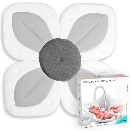 Blooming Bath Baby Bath Seat - Baby Tubs for Newborn Infants to Toddler 0 to 6 Months and Up - Baby Essentials Must Haves - The Original Washer-Safe Flower Seat (Lotus, Gray/White/Yellow)