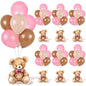 4 Sets Balloon Stand Kit for Table Bear Baby Shower Tables Centerpieces with Balloon Boy Baby Shower Decorations for Bear Theme Gender Reveal Birthday Party Table Decorations Supplies (Brown Bear, 4)