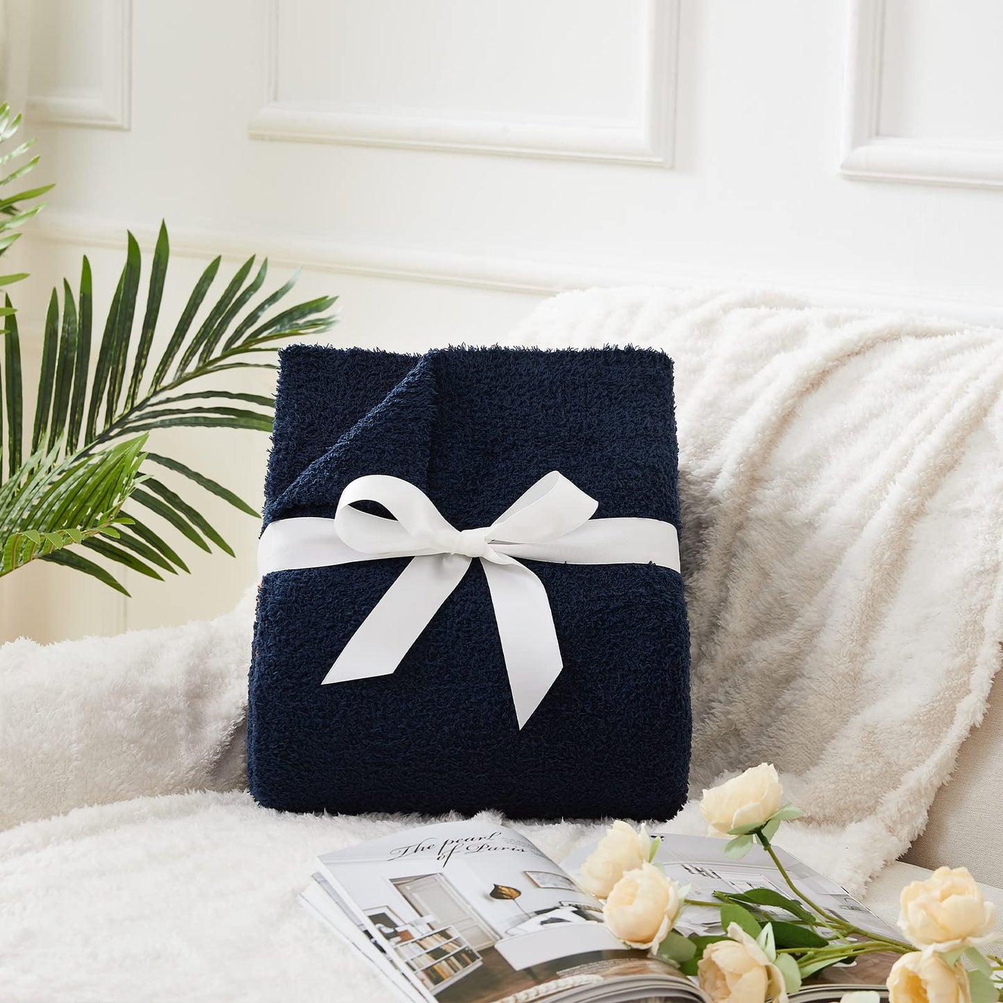 CYMULA Kids Blanket for Boys Girls 30x40 inches, Soft Cozy Fuzzy Swaddle Throw Blanket for Crib Stroller, White