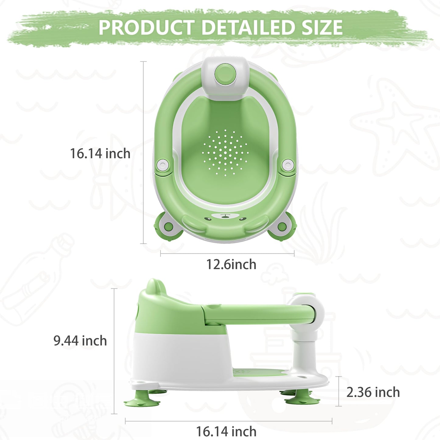 Baby Bath Seat for Babies 6 Months & Up, Toddler Bath Seats for Babies Sitting Up, Non-Slip Infant Bath Tub Chair with 4 Suction Cups & Soft Cushion for Shower, Compact Toddler Bathtub Seat, Pink
