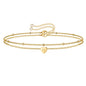 Turandoss Dainty Heart Initial Bracelets for Women Girls, 14K Gold Filled Handmade Personalized Letter Layered Heart Initial Bracelets for Women Teen Girls Jewelry Gifts