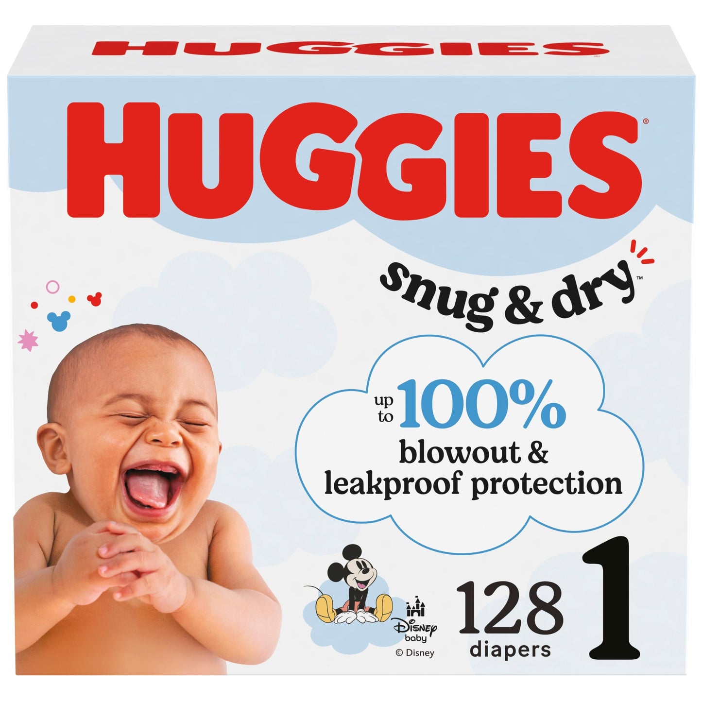 Huggies Size 1 Diapers, Snug & Dry Newborn Diapers, Size 1 (8-14 lbs), 38 Count, Packaging May Vary
