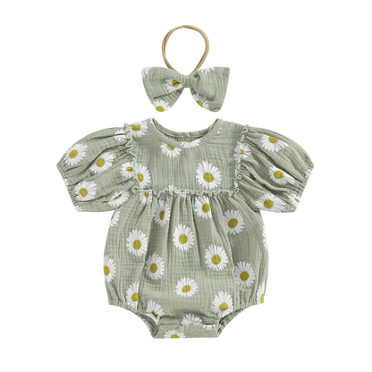 FIOMVA Summer Chicken Baby Clothes Newborn Baby Girl Farm Outfit Toddler Short Sleeve Bubble Romper Infant Bodysuit