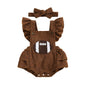 Football Baby Girl Outfit Embroidery Football Romper Ruffle Sleeve Corduroy Bodysuit Overalls Game Day Clothes