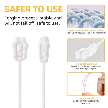 Baby Tongue Cleaner, Baby Toothbrush, 42Pcs Disposable Infant Toothbrush Clean Baby Mouth,Gauze Gum Cleaner Toothbrush Baby Oral Cleaning Stick Dental Care for 0-36 Month Baby+Free 1 Finger Toothbrush