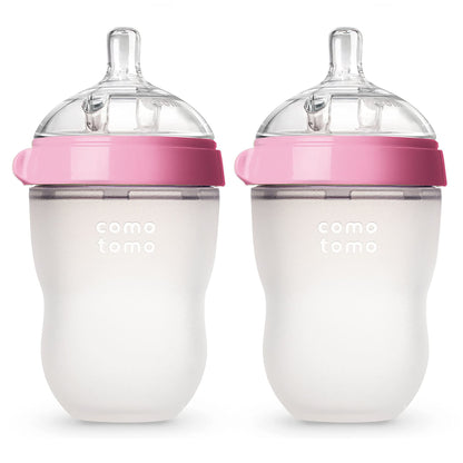 Comotomo Baby Bottle Double Pack, Pink, 5oz